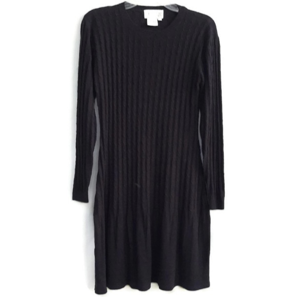 Casual Corner Annex Black Cable Knit Sweater Dress Vintage Office S - Picture 2 of 5